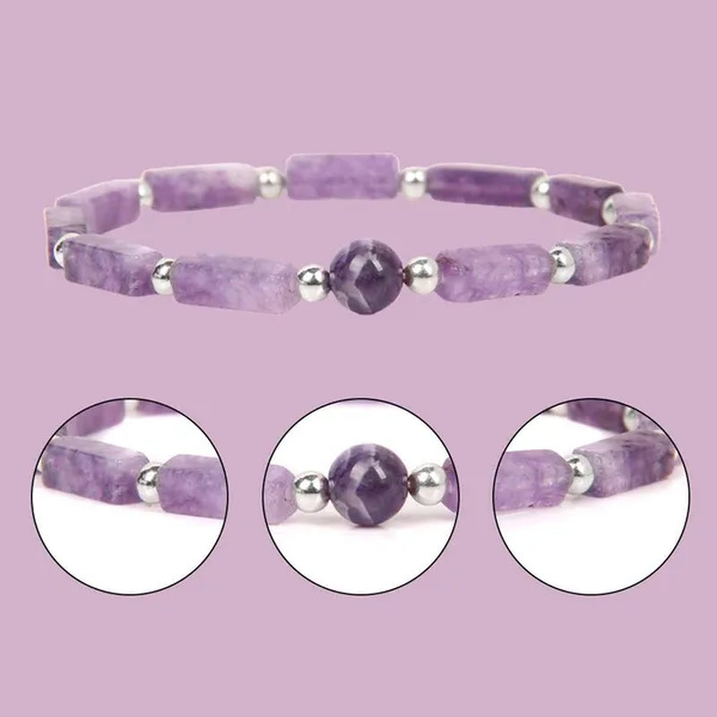 1Pcs Amethyst Bracelet for Women Girls Stone Energy Bracelet Healing Yoga Bracelet Fashion Jewelry Gift