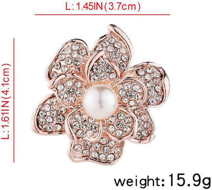 Chamvino 4PCS Pearl Rhinestone Brooch Flower Diamond Pin Wedding Jewelry Suit Collar Pin Silk Scarf Buckle Collar Pin Silk Scarf Buckle Double Use for Girls Women