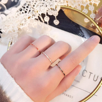 Women'S Stainless Steel 1MM Thin Midi Stacking Ring Enamel Plain Rose Gold Wedding Band Size 3 to 10