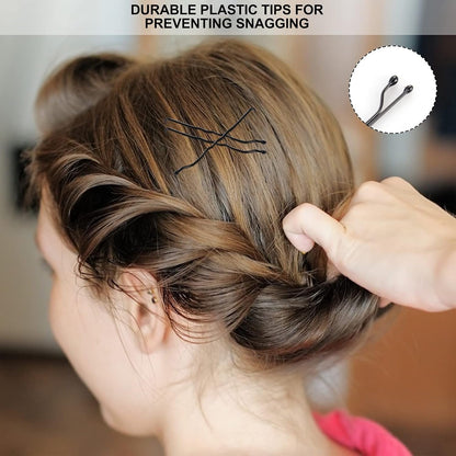 Bobby Pins, 400PCS Hair Black Bobby Pins for Women, 2025 Women Hair Pins, Bun Pins for Thick Hair Thin Hair and All Hair Types, Hair Pins with Case, 1.97 Inch