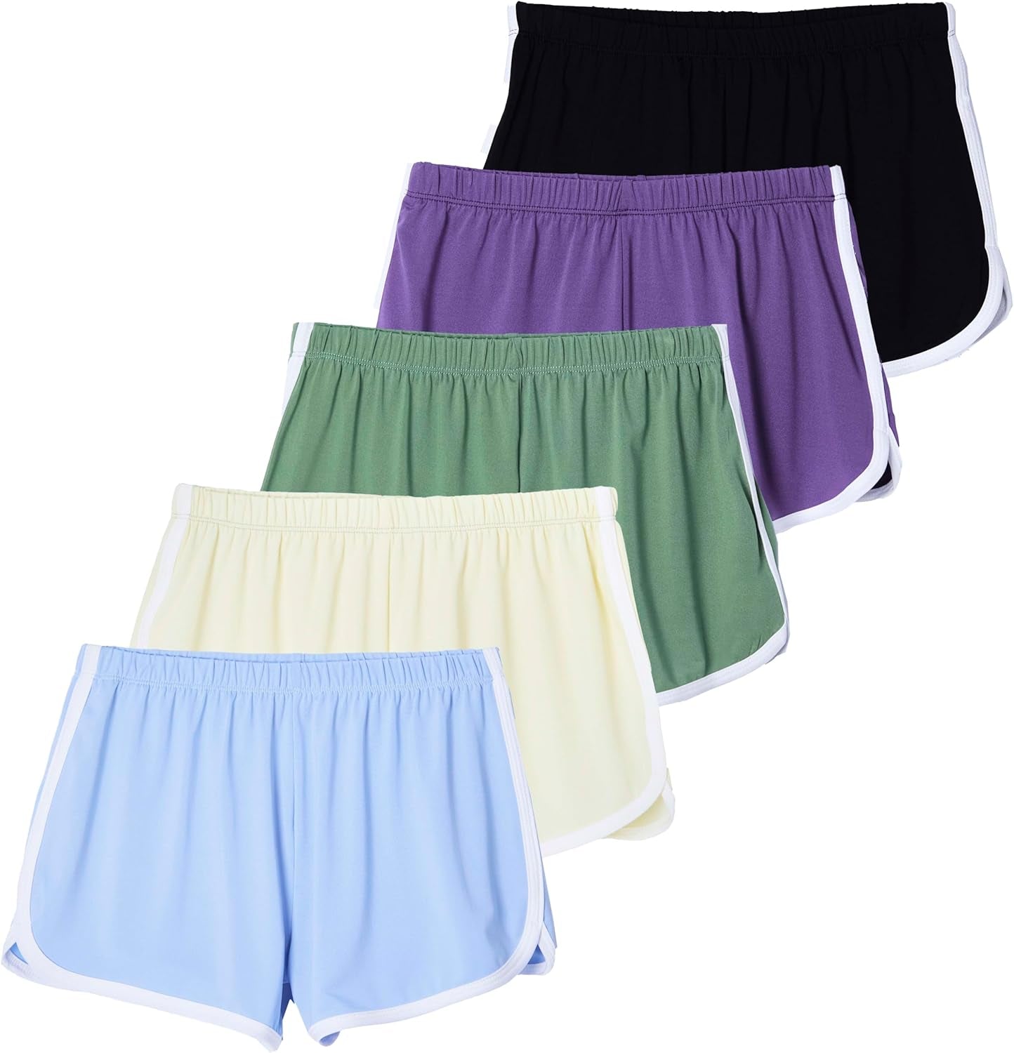 5 Pack: Girls' Dry-Fit Active Athletic Dolphin Shorts (Ages 4-16) - WORLD TIME VISITS