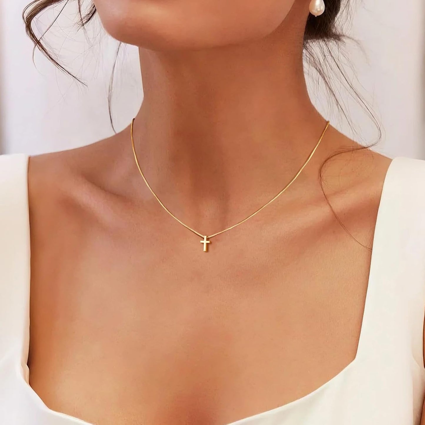 Cross Necklace for Women Girls, Dainty 14K Gold Silver Plated Cross Choker Pendant Jewelry Non Tarnish Waterproof Trendy Cute Simple Small Necklace Easter Christian Baptism Religious Faith Jewelry Gifts - WORLD TIME VISITS