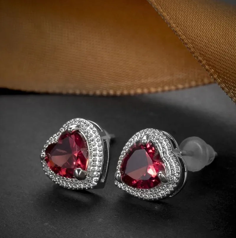 Authentic 925 Sterling Silver Women's Earrings, Ruby and Nut Earrings, Exquisite Wedding Gifts, Jewelry Gifts