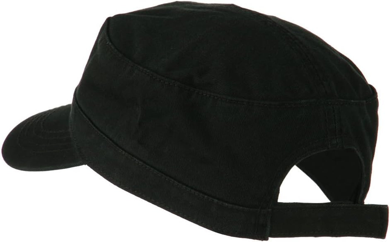 Garment Washed Adjustable Army Cap - Black OSFM