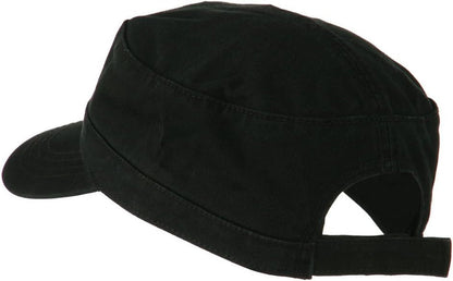 Garment Washed Adjustable Army Cap - Black OSFM