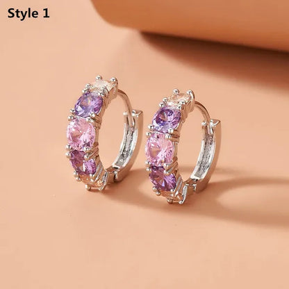 2022 New Exquisite FashionPurple Oval Crystal Earrings Charm Round Amethyst Diamond Hoop Earrings Romantic Valentine's Day Gift Engagement Earrings Wedding Earrings Anniversary Women's Jewelry