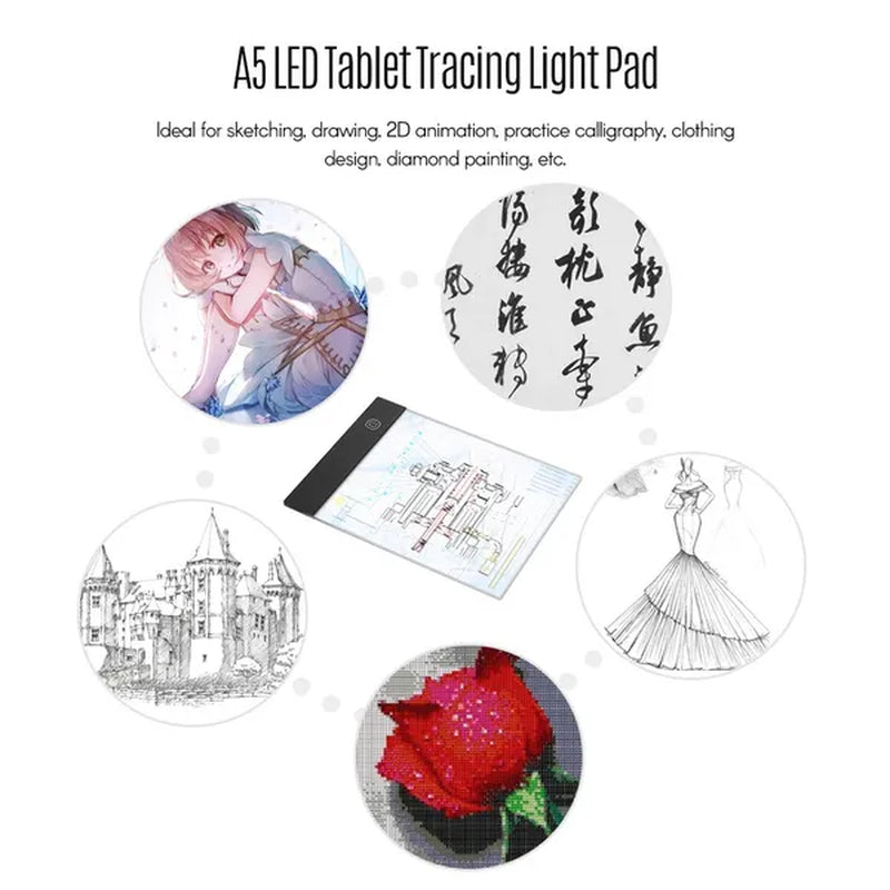 LED A3/A4/A5 Graphic Tablet Light Pad Digital Tablet Copyboard with 3-Level Adjustable Brightness for Tracing Drawing Copying Viewing DIY Art Craft Diamond Painting Supplies