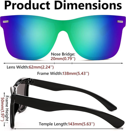 Trendy Rimless Mirrored One Piece Lens Sunglasses Reflective Sun Glasses B4114