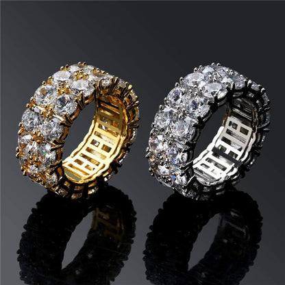Ring Engagement Ring Gold Men Diamond Rings 9Mm Silver Cubic Zirconia Ring 14K Gold Plated Mens Wedding Band Ring for Women Promise Eternity Jewelry