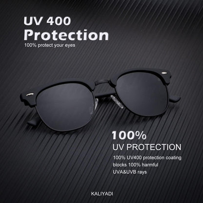 Sunglasses Men Polarized Sunglasses for Men Women Unisex Semi-Rimless Frame Retro Driving Sun Glasses UV Blocking