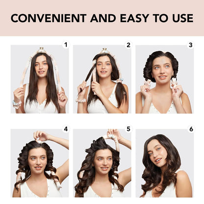 Satin Heatless Hair Curler Set - Heatless Curls Overnight, Hair Rollers for Soft Curls & Frizz-Free Styling, No Heat Curlers to Sleep In, Curling Rod Headband with 2 Scrunchies - Sunset Tie Dye