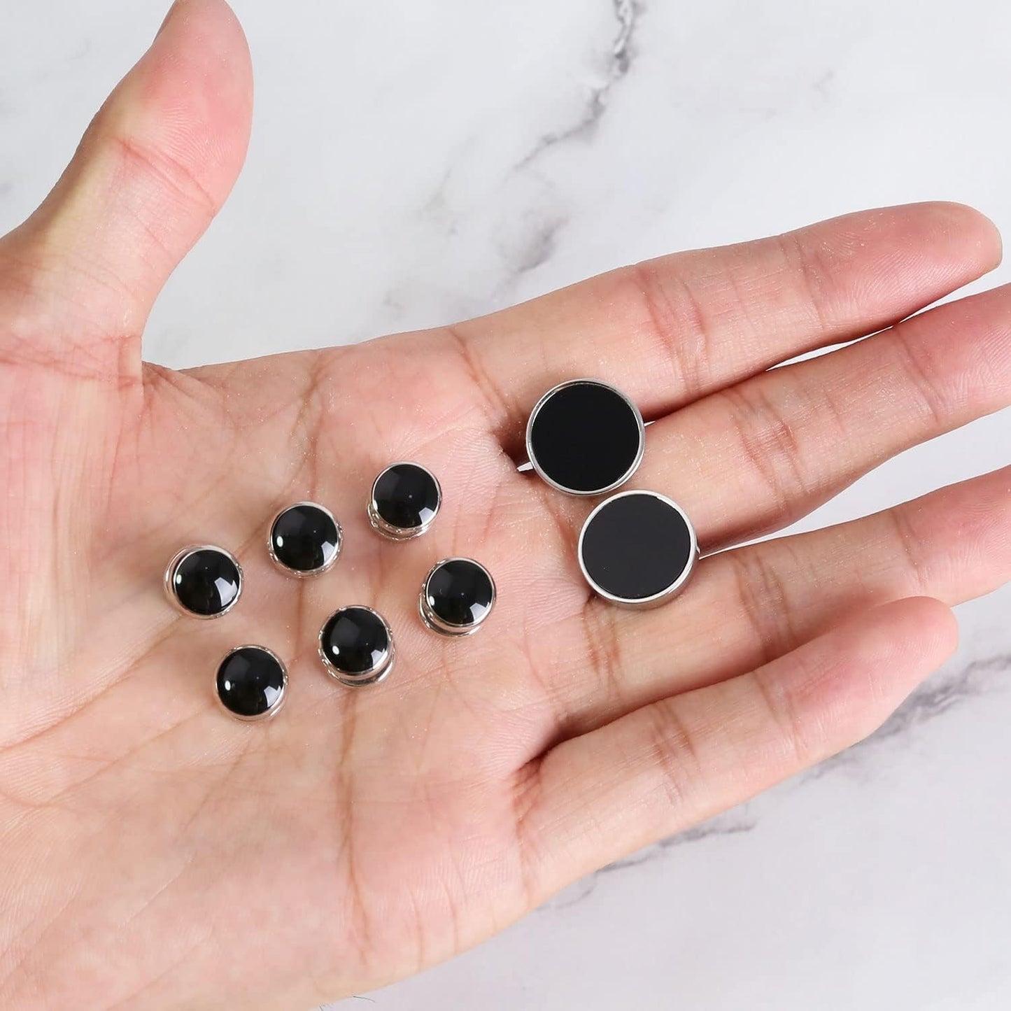 Cufflinks for Men, 316L Stainless Steel Tuxedo Shirt Cuff Links Shirt Accessories Unique Business Groom Wedding Black Silver Gold Jewelry Gift for Son, Father, Husband, Boyfriend