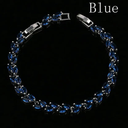 Trendy 2019 Cubic Zirconia Jewelry 925 Silver Leaf Charm CZ Crystal Female Bracelets Bangles for Women