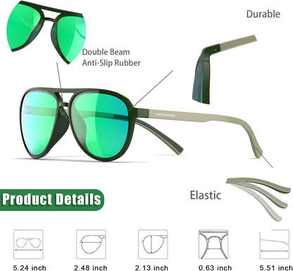 Lightweight TAC Polarized Tinted Classic Vintage Retro 70S Sunglasses, TR-90 Frame for Women Men, UV 400 Protection