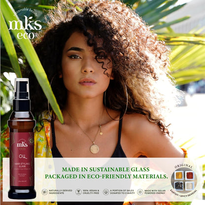 MKS Eco Oil - Hair Styling Elixir - Moroccan Argan Oil, Hemp Seed Oil - Moisturize & Nourish Hair, Control Frizz, Increase Smoothness - Vegan & Cruelty Free