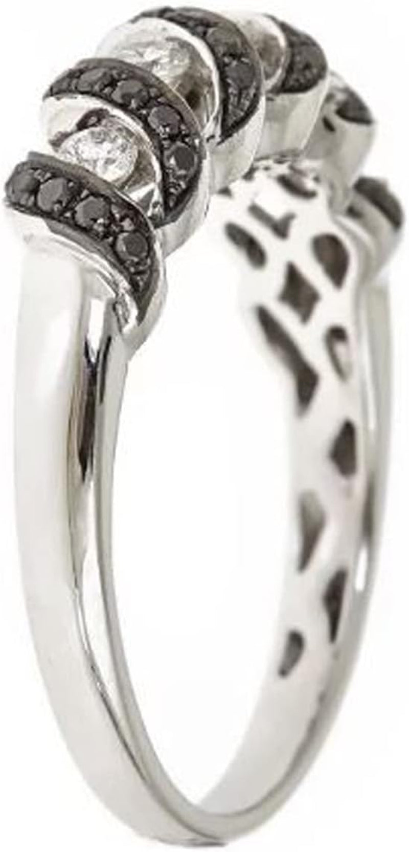 10K White Gold Natural Black & White Diamond Ring for Women | Ethically, Authentically & Organically Sourced Hand-Crafted Jewelry for Her | Diamond Ring for Women.