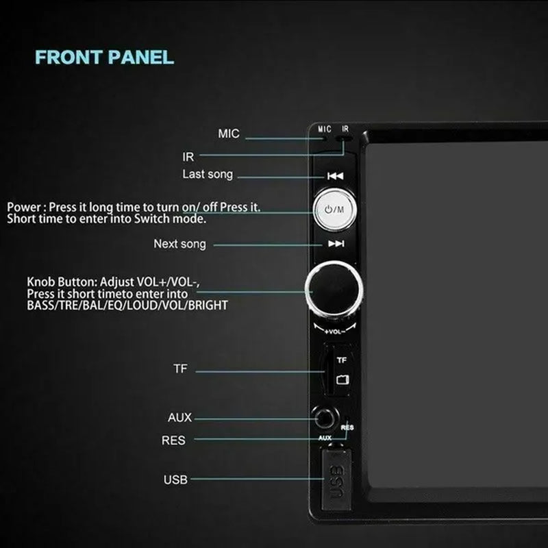 7" 2 Din Car Multimedia Player Audio Stereo Radio HD MP5 Touch Screen Mirror Link Bluetooth USB FM Autoradio