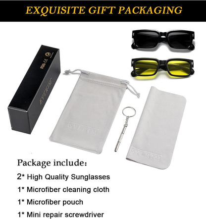 Square Frame Sunglasses for Women Men Trendy Chunky Rectangle Sun Glasses Black Shades UV400 Protection