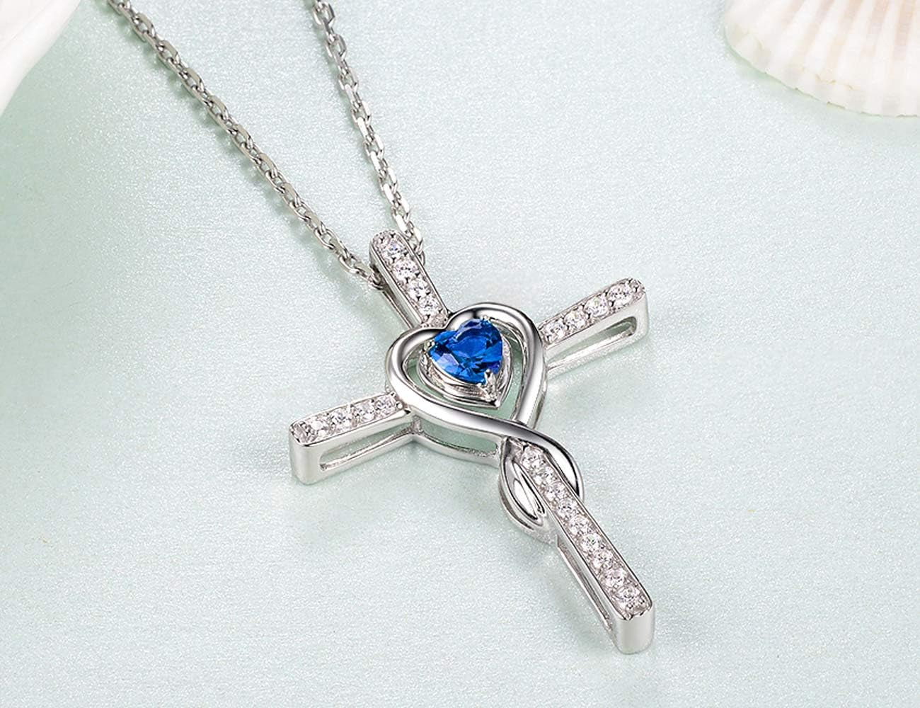 Love Infinity Necklace for Her Birthday Gifts Wife Mom March April Birthstones Aquamarine and More Stones Jewelry 925 Sterling Silver