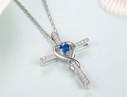 Love Infinity Necklace for Her Birthday Gifts Wife Mom March April Birthstones Aquamarine and More Stones Jewelry 925 Sterling Silver