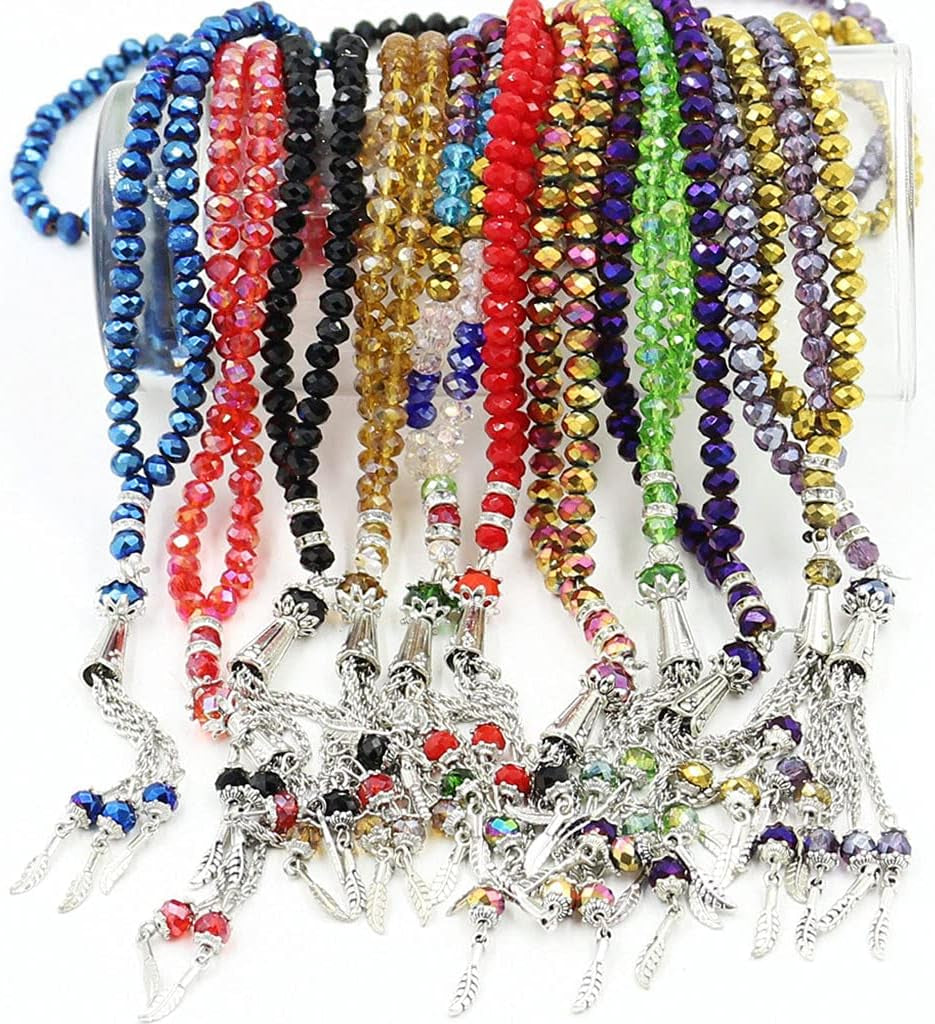 Muslim Tasbih 99 Rosary Bead Islam Prayer Misbaha Emulation Crystal Agate Resin Beads Islamic Worship Ceremony Religious Eid Ramadan Present Pray Accessory
