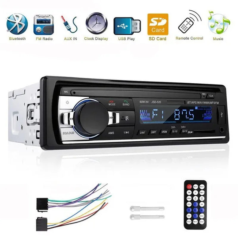 Newest 1 Din In-Dash Car Stereo Radio 12V Bluetooth Handsfree MP3 Audio Player Support USB/SD MMC Port 12V Car Stereo FM Radio MP3 Audio Player 1 Din Autoradio