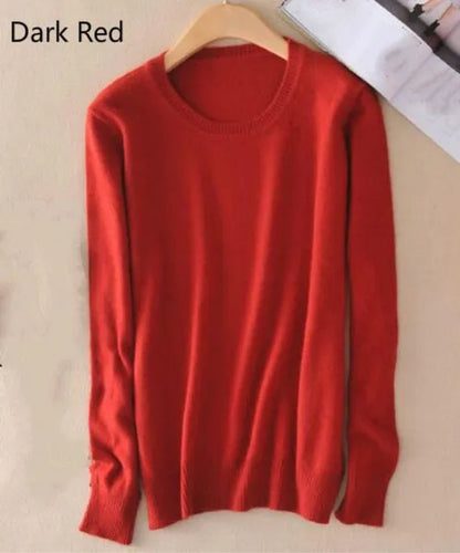 18 Colors Wool Pure Cashmere Sweater Women Soft Pullovers O-Neck Pull Femme Long Sleeve Sweaters Pullovers