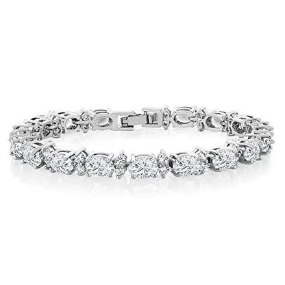 925 Sterling Silver Gorgeous Oval Ruby Amethyst Aquamarine sapphire and Round Sparkling Cubic Zirconia CZ Tennis Bracelet Jewelry Gift - WORLD TIME VISITS