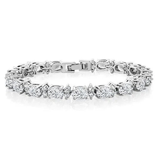 925 Sterling Silver Gorgeous Oval Ruby Amethyst Aquamarine sapphire and Round Sparkling Cubic Zirconia CZ Tennis Bracelet Jewelry Gift - WORLD TIME VISITS