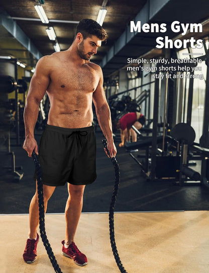 2 Pack Mens Athletic Shorts 5 Inch Inseam Workout Gym Running Shorts for Men Quick Dry Lightweight Summer Shorts Black Blue X-Large