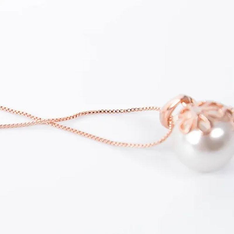 Crystal Wedding Jewelry Set Bride Rose Gold Crystal Faux Pearl Pendant Necklace Earrings