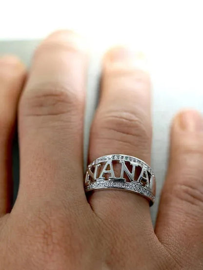 Gift Delicate Nana Ring Brass Cubic Zirconia Diamond Jewelry Grandmother Christmas Gift Birthday Gift