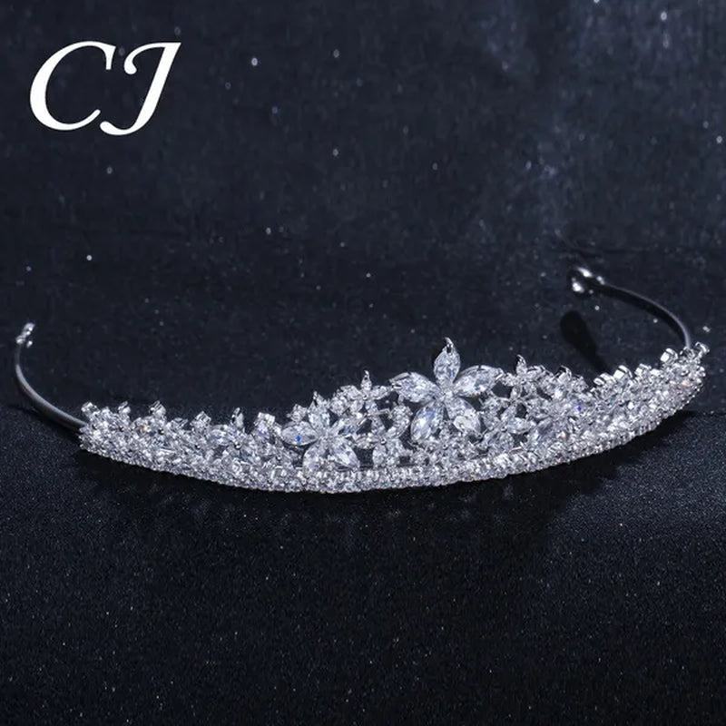 CANDICE Luxurious Classy White Gold Plating Bridal Crown Tiara Necklace Earrings Sets Pave Water Drop Cubic Zirconia Wedding Jewelry Set for Brides