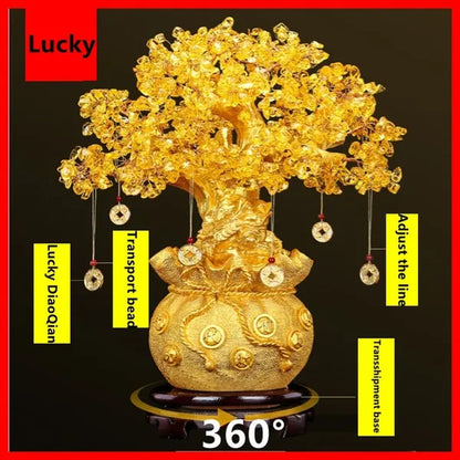 3 Size Festival Holiday Gifts Natural Citrine Quartz Crystal Money Tree in for Wealth Money Bay Lucky Tree