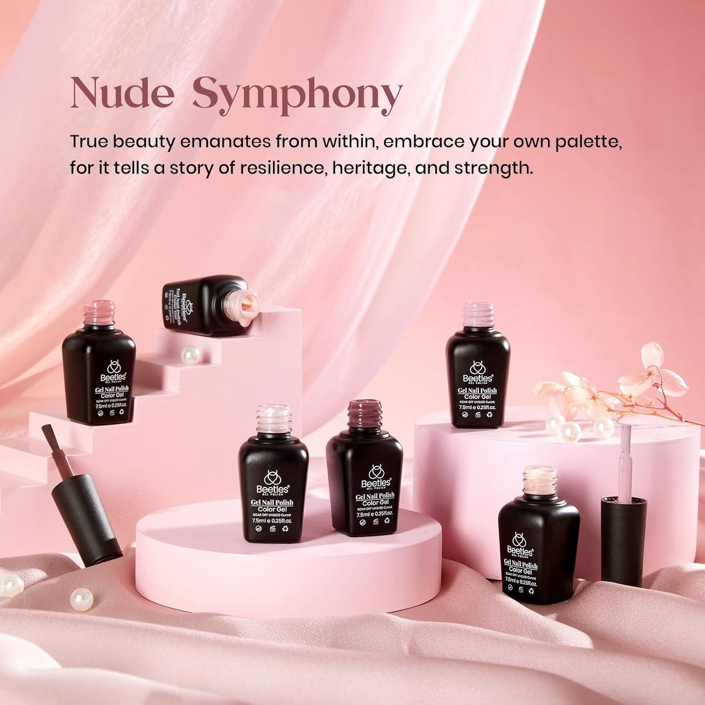 Nuded Colors Gel Polish Set 6 Colors Nude Symphony Glitter Neutral Pink Brown Nude Gel Nail Polish Soak off Uv Led Lamp Needed Nail Art Design Skintone Home Diy Gift - WORLD TIME VISITS