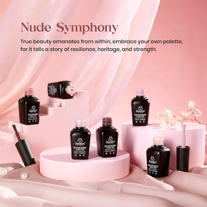 Nuded Colors Gel Polish Set 6 Colors Nude Symphony Glitter Neutral Pink Brown Nude Gel Nail Polish Soak off Uv Led Lamp Needed Nail Art Design Skintone Home Diy Gift - WORLD TIME VISITS