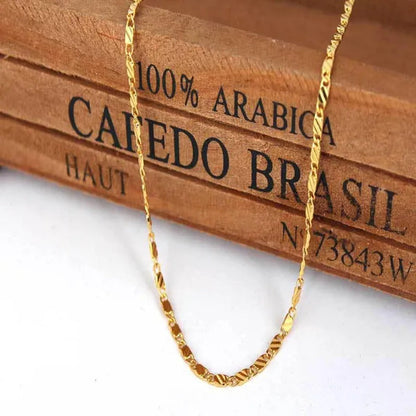 New Fashion Luxury Exquisite Men and Women Fashion Solid  Chain Necklace 2mm Wide and Thin Necklace Bridal Wedding Engagement High Jewelry Size: 16-30 Inches