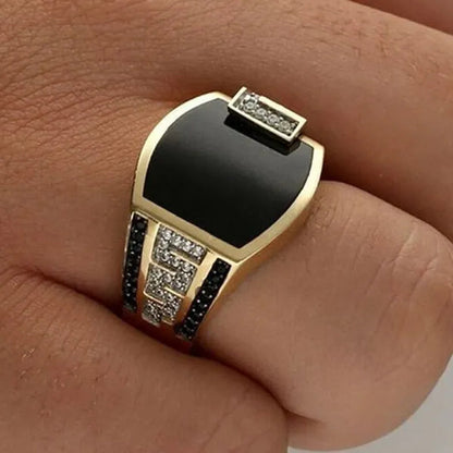 Business Men's Fashion Jewelry   Natural White Sapphire Black Diamond Ring Luxury Men's Engagement Wedding Ring Anniversary Business Banquet Party Jewelry Size US6-14