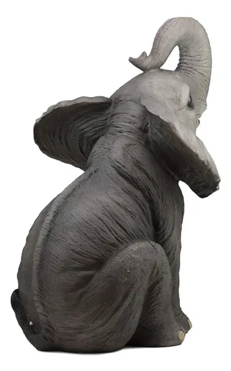 Ebros Ruby The Elephant Sitting Pretty with Trunk Up Large Statue 17" Tall Circus Carnival Elephants Fortune Feng Shui Good Luck Figurine Home Decor Sculpture