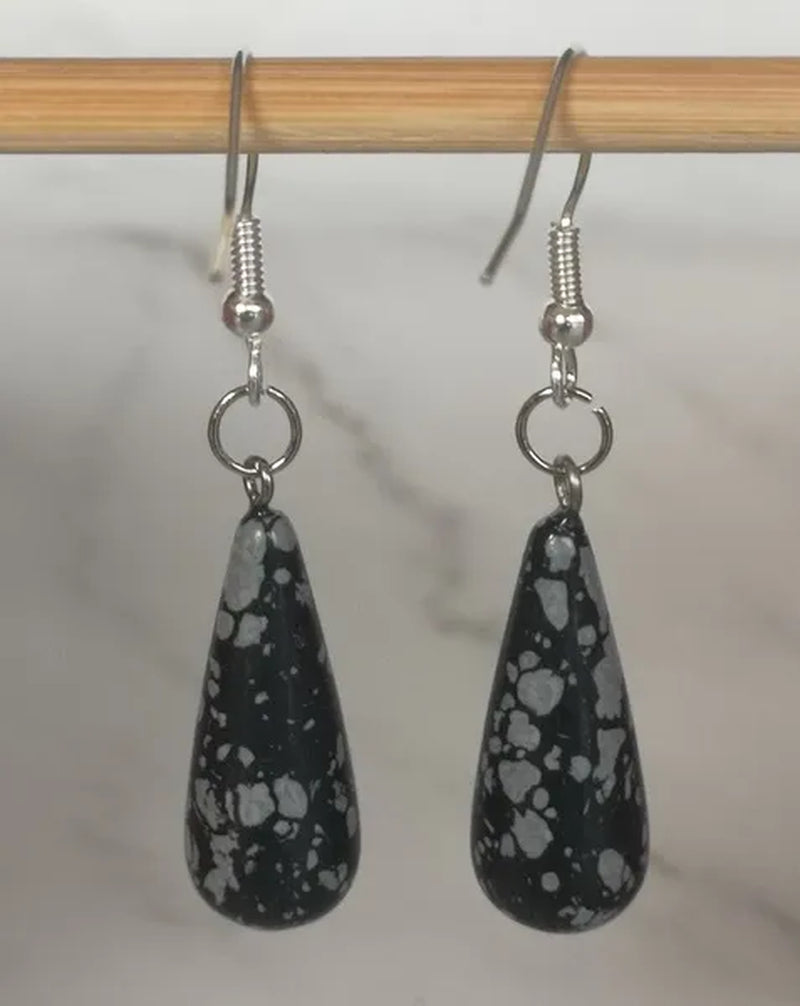 1Pair Option 29X10MM Water Drop Amethyst Clear Quartz Lapis Lazuli Turquoise Rose Quartz Opal Tiger Eye Drop Earrings