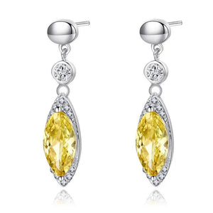 Goddesh Charmming 925 Sterling Silver Earrings with Banana Yellow CITRINE Gemstone For Muses Style E0442