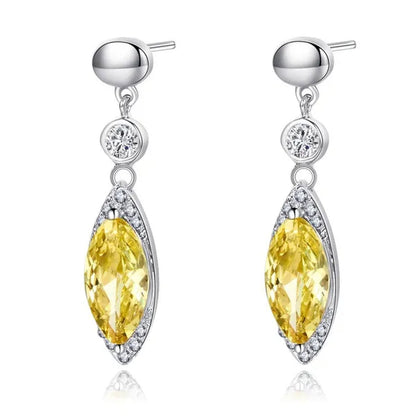 Goddesh Charmming 925 Sterling Silver Earrings with Banana Yellow CITRINE Gemstone For Muses Style E0442