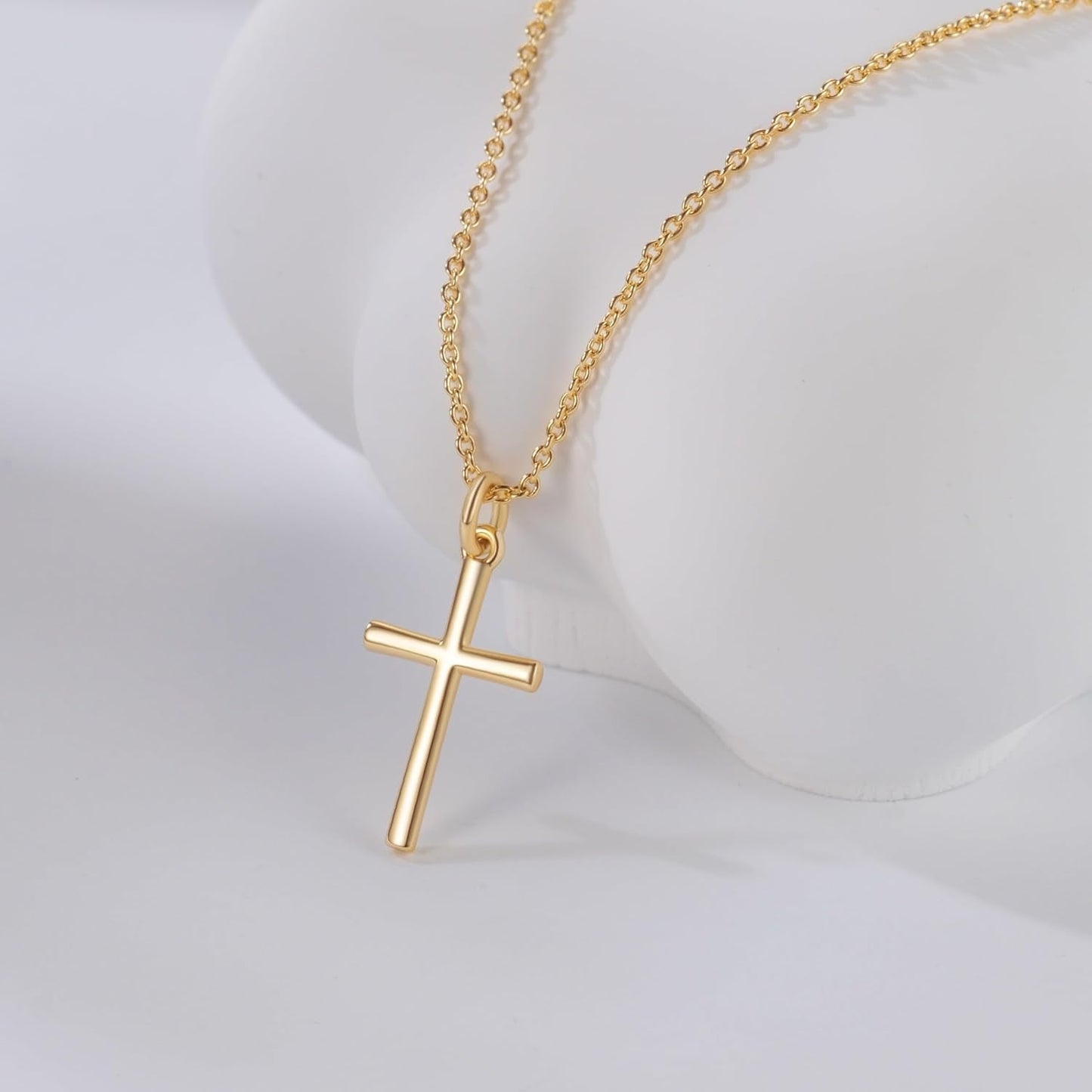 Gold Cross Necklaces for Women 14K Gold Cross Necklace for Women Crosses Pendant Necklace for Womens Smooth Lines and Timeless Charm Small Crosses Chain for Womens