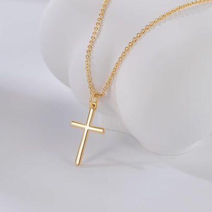Gold Cross Necklaces for Women 14K Gold Cross Necklace for Women Crosses Pendant Necklace for Womens Smooth Lines and Timeless Charm Small Crosses Chain for Womens