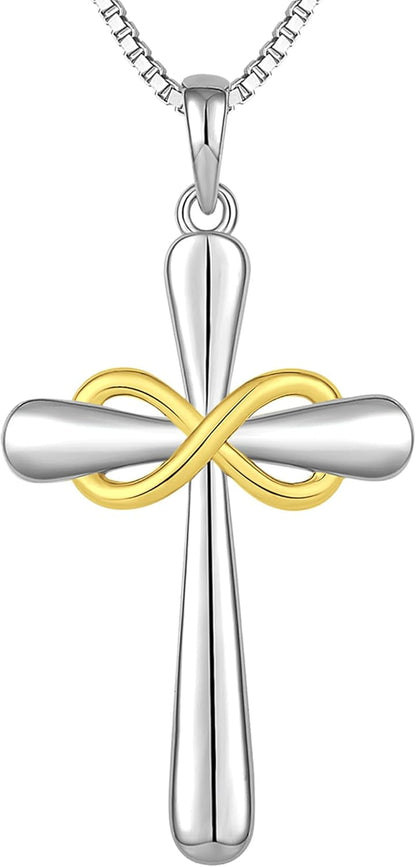 Cross Necklace 925 Sterling Silver Infinity Pendant Ankh Criss Jewelry for Women - WORLD TIME VISITS