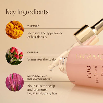GRO Hair Serum for Hair Thinning & Shedding, Thicker Fuller Looking Hair in as Soon as 90 Days, Non Oily, Bergamot Scent, Vegan & Cruelty Free
