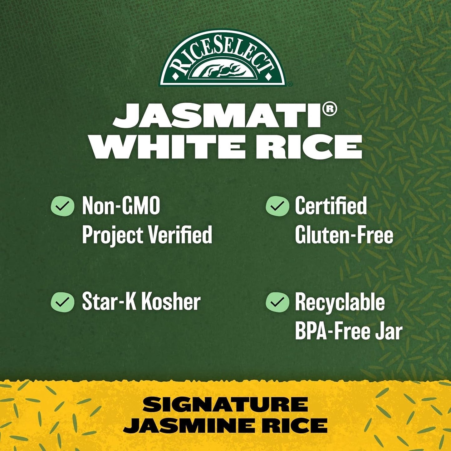 Jasmati Rice, Long-Grain Jasmine Rice, Premium Gluten Free Rice, Non-Gmo, 32 Ounce Jar