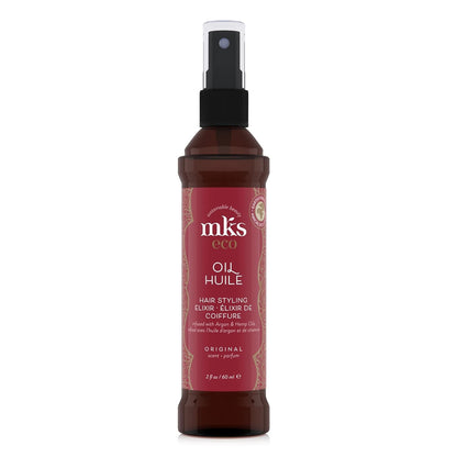 MKS Eco Oil - Hair Styling Elixir - Moroccan Argan Oil, Hemp Seed Oil - Moisturize & Nourish Hair, Control Frizz, Increase Smoothness - Vegan & Cruelty Free - WORLD TIME VISITS