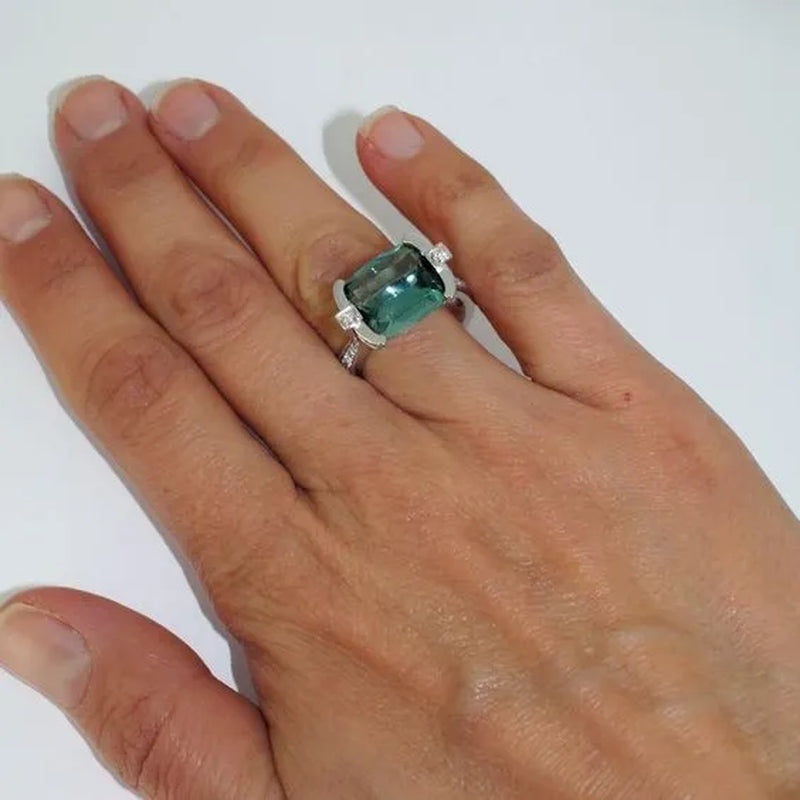 Exquisite Women'S 925 Sterling Silver Tsavorite Ring Princess Bride Wedding Engagement Band Jewelry Rings Size 5-11