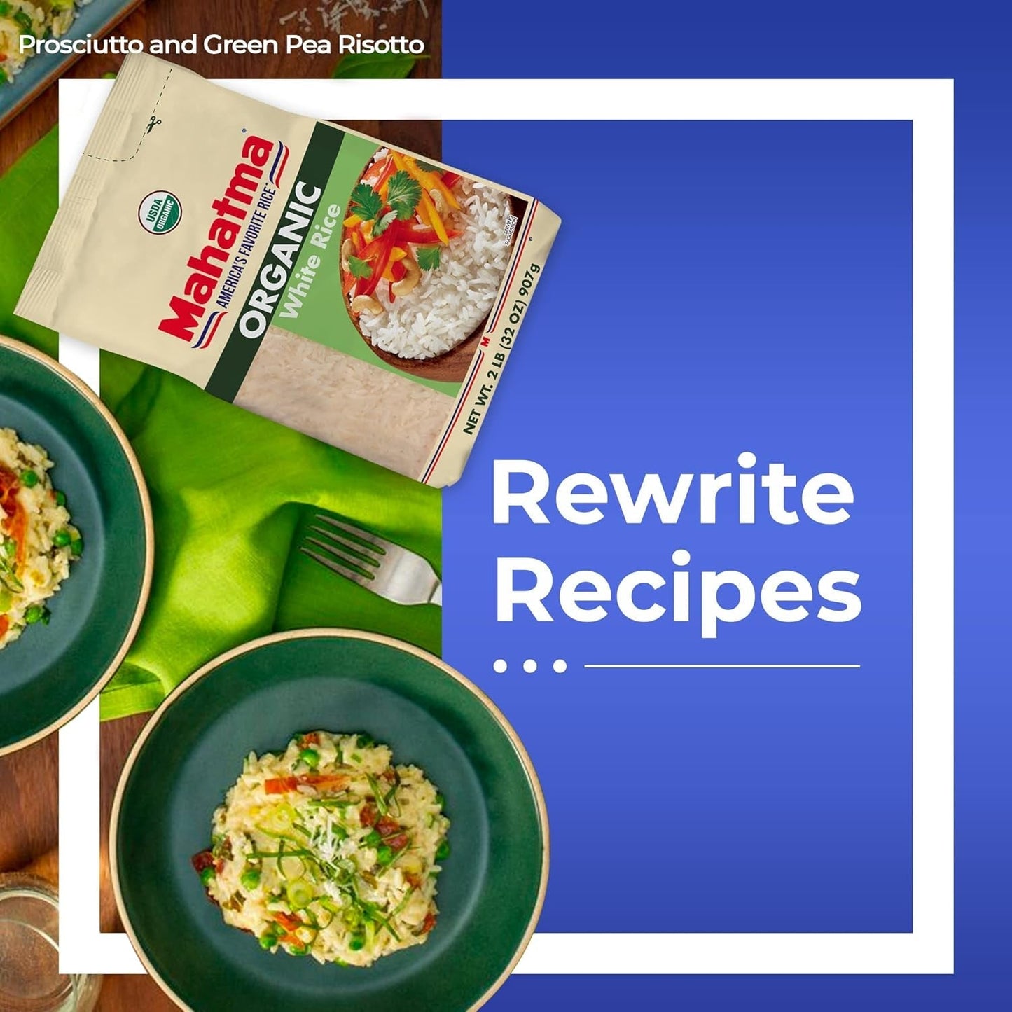 Organic White Rice, 2Lb Bag of Rice, Stovetop or Microwave Rice in 20 Minutes